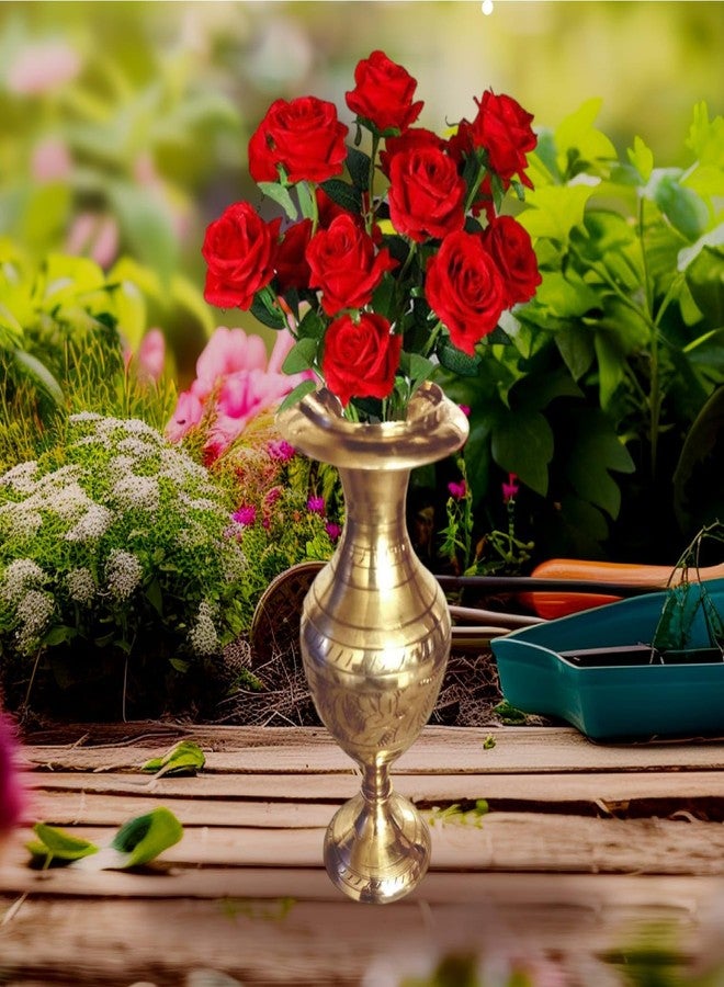 Denique Brass Handicraft Flower Vase/Flower Pot for Office and Home Decor with Indian Alluring Design and Nakarshi - Image 2
